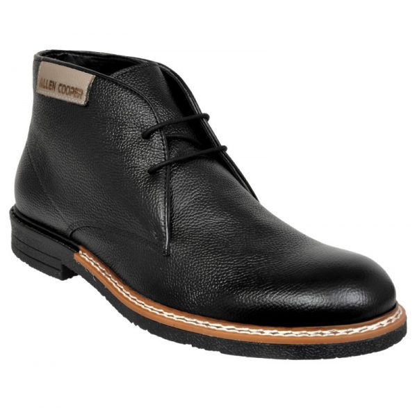 leather black boot for men