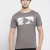 Dark Grey Round Neck T-shirt For Mens - Allen Cooper